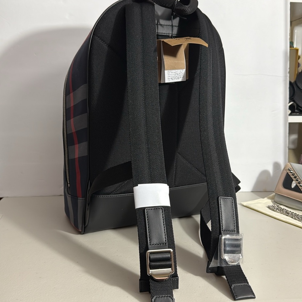 NEW $1350 Burberry NAVY and Red NOVA Check Backpack FULL SIZE GORGEOUS NWT - Picture 12 of 16